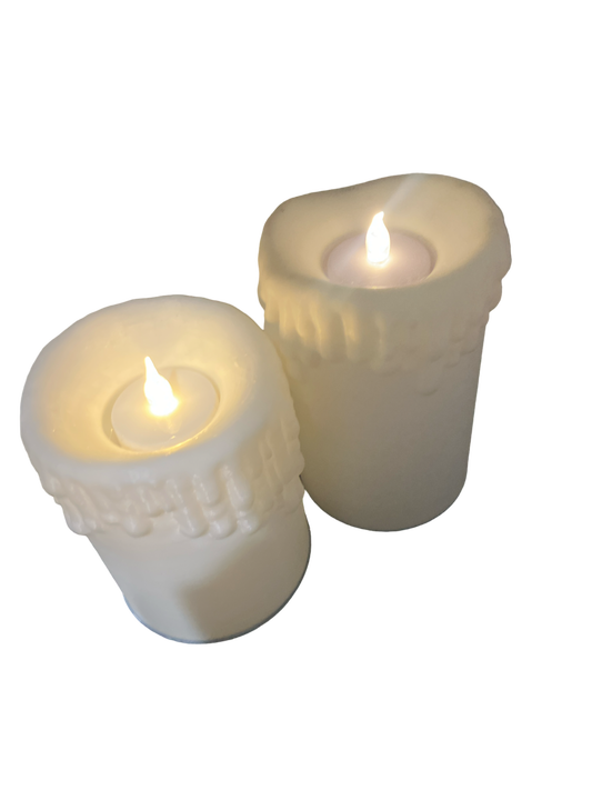 6 Inch tall Flameless Light Candle + Candle Holder (QTY2)