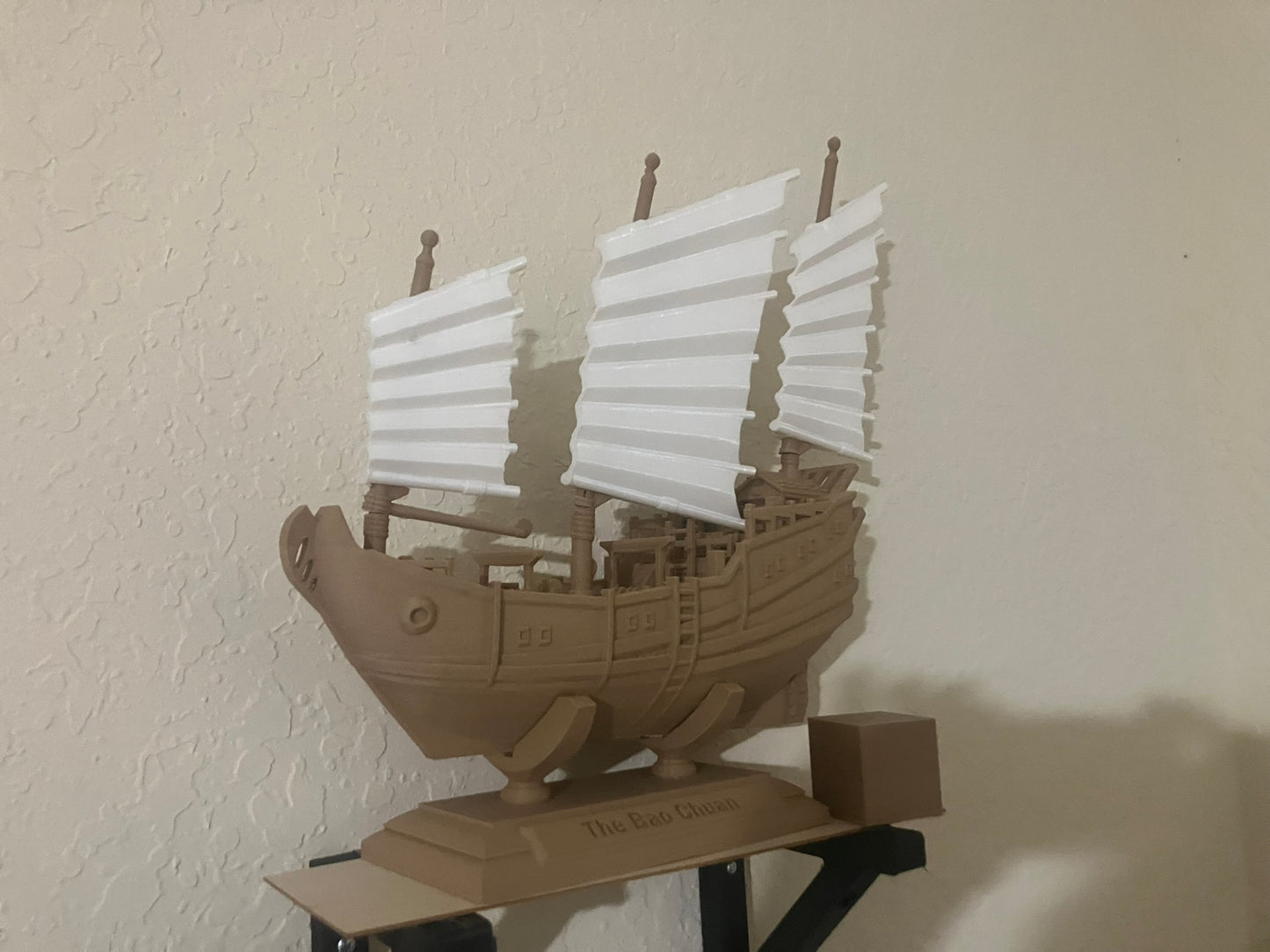 3D Ship Medium WHITE SAIL WOOD PLA SHIP